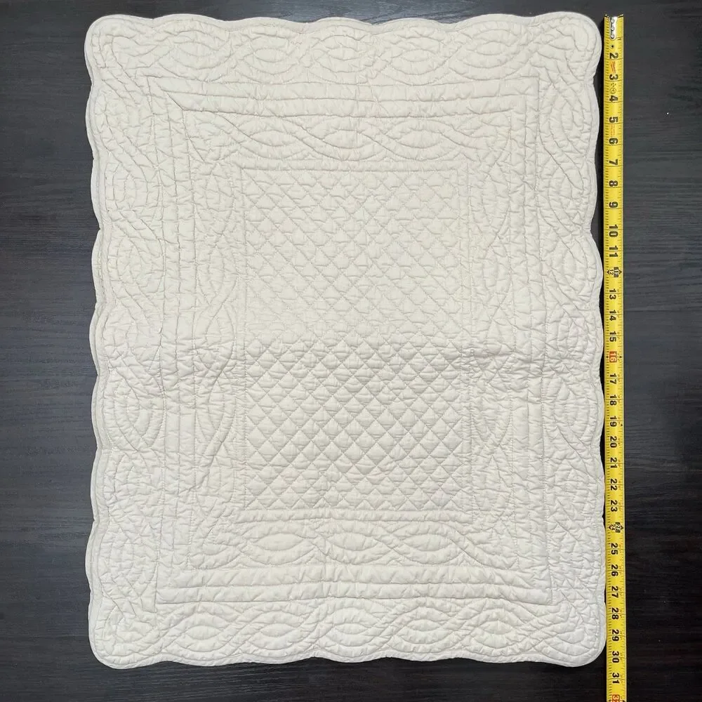 2-PC Pottery Barn Cotton Diamond Quilted Scalloped Border Standard Pillow Shams
